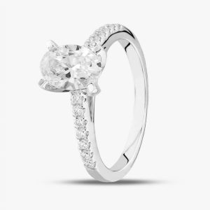 9ct White Gold Lab Grown 1.20ct Oval & Sensible Reduce Diamond Shoulder Set Solitaire Ring LGR35520-120 Q