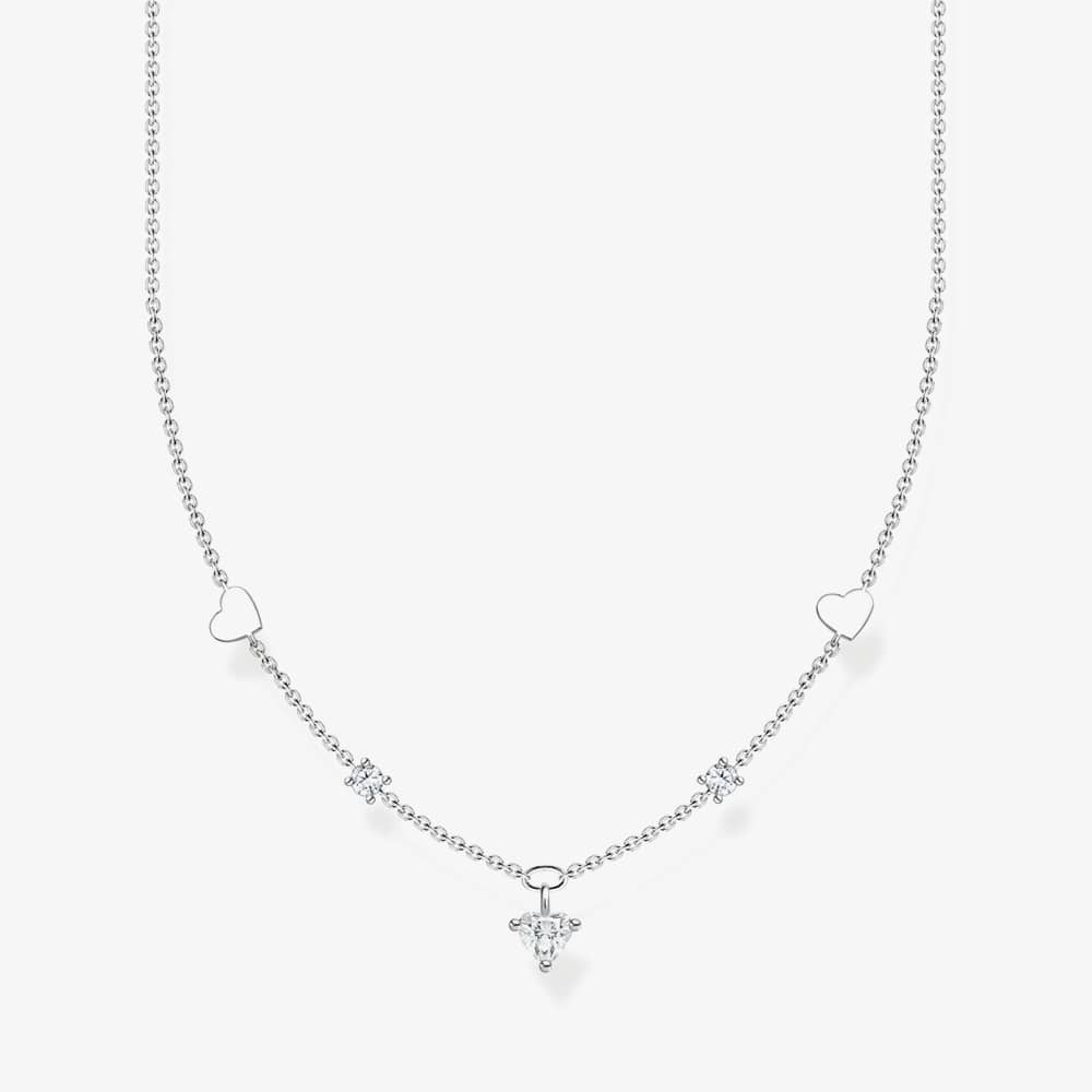 THOMAS SABO Ladies Silver Stone Set Heart Necklace KE2154-051-14-L42V