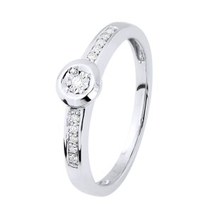 Diadema Womens Diamond Solitaire supported 0,060 0.50 Cts Cts Illusion White Gold – Size K