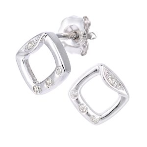 Diamant L’Eternel Womens 9ct White Gold Diamond Frame Design Earrings – One Size