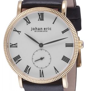 Johan Eric holstebro Mens watch, rose gold case, white dial, black leather – One Size