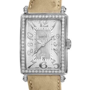 Gevril WoMens Glamour White Dial Calfskin Leather Watch – One Size
