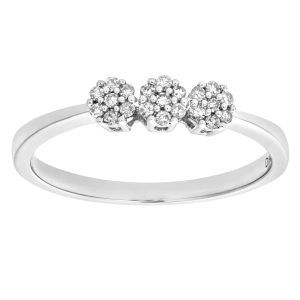 Diamant L’Eternel Womens Ladies 9ct White Gold 10pts Diamond Fancy Cluster Ring – Size L