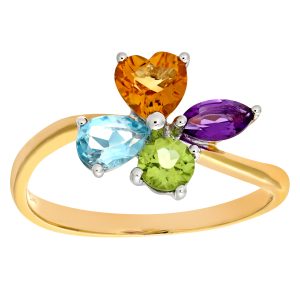 Diamant L’Eternel Womens Ladies 9ct Yellow Gold Multi Gem Stone Dress Ring – Size K
