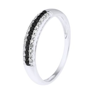 Diadema Womens – Ring – Prestige Diamonds White and Black – Gold – Size I