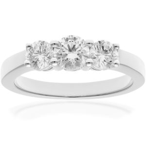 Diamant L’Eternel Womens Trilogy Ring, 18ct White Gold IJ/I Round Brilliant Certified Diamond 1.00ct Weight – Size P