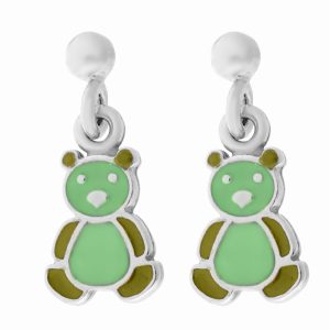 Orphelia Childrens Unisex ‘Bear’ Child’s 925 Sterling Silver Drop Earrings – ZO-7140/GR – One Size