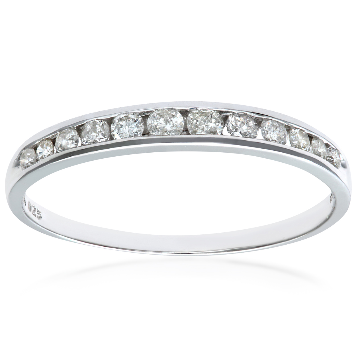 Diamant L'Eternel Womens 9ct White Gold Quarter Carat Diamond Channel Set Half Eternity Ring - Size L
