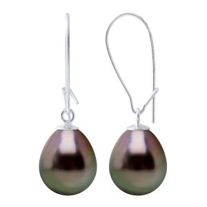 Ateliers Saint Germain Womens Earrings Real Cultured Tahiti Pearls Pear 9-10 mm – White White Gold – One Size