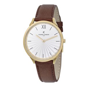 Pierre Cardin Pigalle Plissée Unisex’s Brown Watch CPI.2004 Leather – One Size