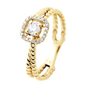 Diadema Womens – Ring – Prestige Jewelery – Yellow Gold – White – Size L 1/2