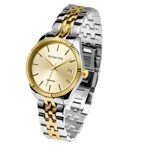 Victoria Hyde London Womens watch, gold-silver, gold dial, calendar function Stainless Steel – One Size