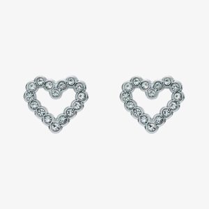 Ted Baker Amorina Silver Tone Cubic Zircona Halo Heart Stud Earrings TBJ3834-01-02