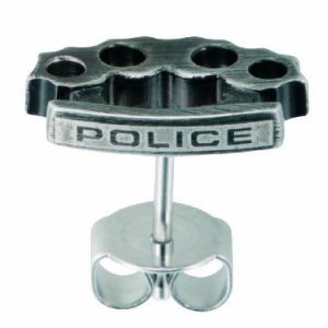 Police Mens : Bash Cufflink – Silver Leather – One Size