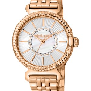 Roberto Cavalli Womens RC5L061M0075 Women Quartz Silver & White MOP Stainless Steel 5 ATM 30 mm – Rose Gold – One Size