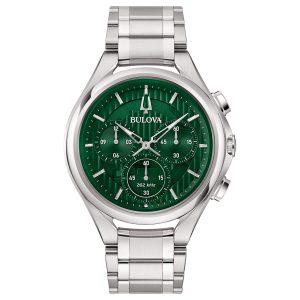 Bulova Curv Mens Silver Watch 96A297 Stainless Steel – One Size