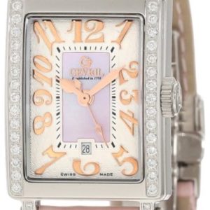Gevril WoMens 8248RE Super Mini Quartz Pink Mother of Pearl Diamond Watch – One Size