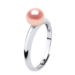 Diadema Womens Rush Ring Adjustable Freshwater Pearl Round 6-7 mm Rose 925 – Pink Silver – One Size