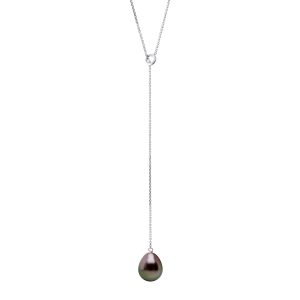 Ateliers Saint Germain Womens Necklace LASSO- Real Cultured Pearl Pear 8-9 mm – White White Gold – One Size