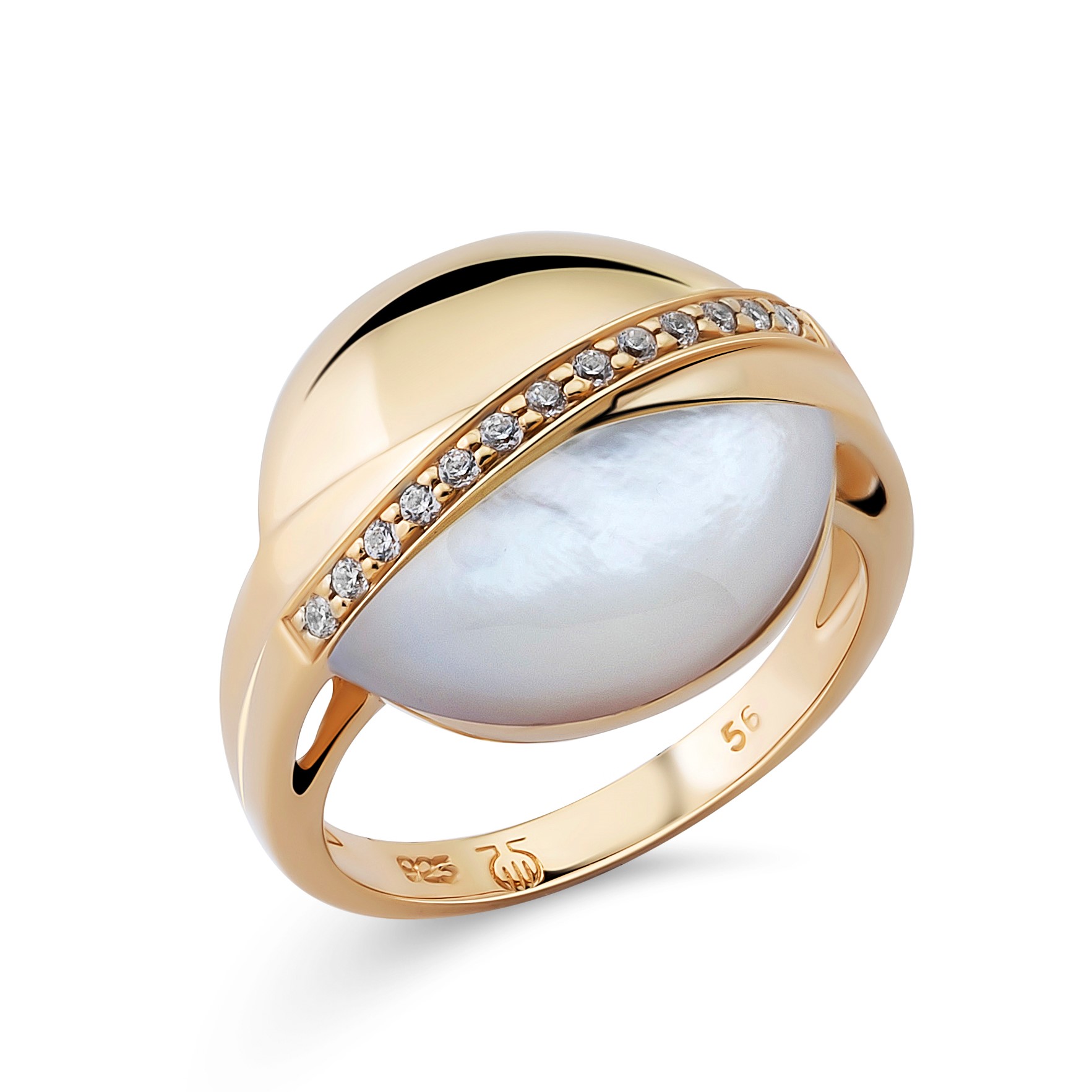 Orphelia WoMens 925 Sterling Silver Ring - Gold ZR-7506/G - Size O 1/2