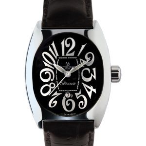 Montres de Luxe : womens bisanzio black watch Leather – One Size