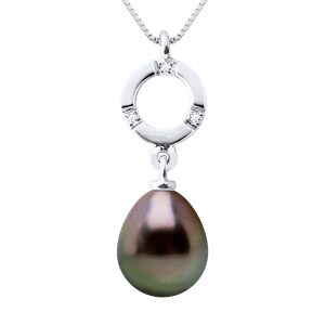 Diadema Womens – Pendant – White Gold and Tahitian Pearl – Natural – One Size