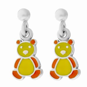 Orphelia Childrens Unisex ‘Bear’ Child’s 925 Sterling Silver Drop Earrings – ZO-7140/YE – One Size