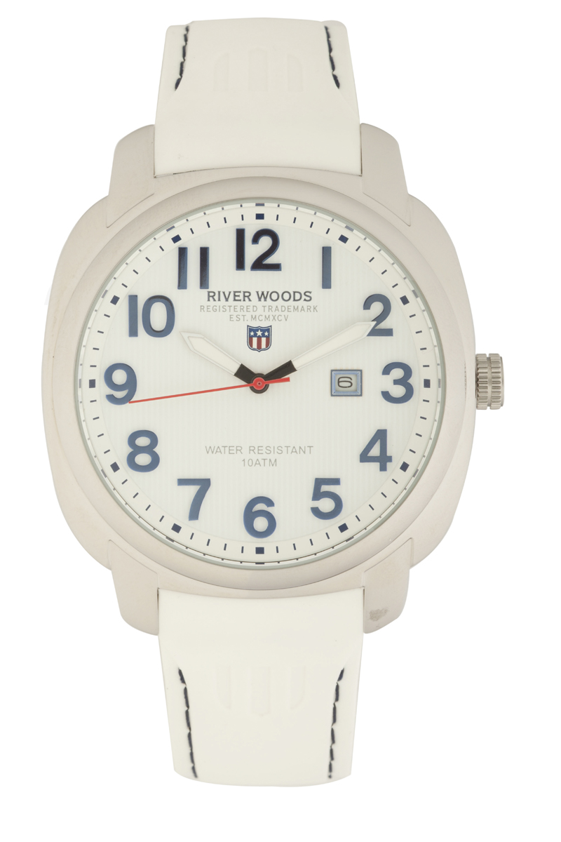 River Woods : Mens White Watch Rubber - One Size
