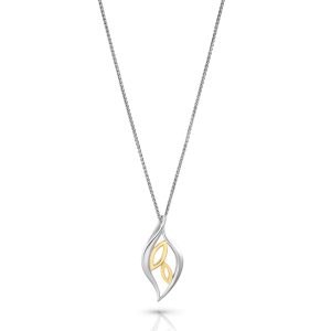 Orphelia ‘Charlotte’ WoMens 925 Sterling Silver Chain with Pendant – Silver/Gold ZH-7523 – Silver & Gold – One Size