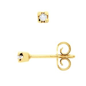 Diadema Womens – Earrings  Diamonds – Yellow Gold – White – One Size