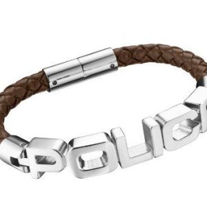 Police : “SIGNATURE” Bracelet – Silver Leather – One Size