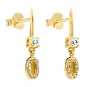 Orphelia ‘Lily’ WoMens 925 Sterling Silver Drop Earrings – Gold ZO-7582/G – One Size
