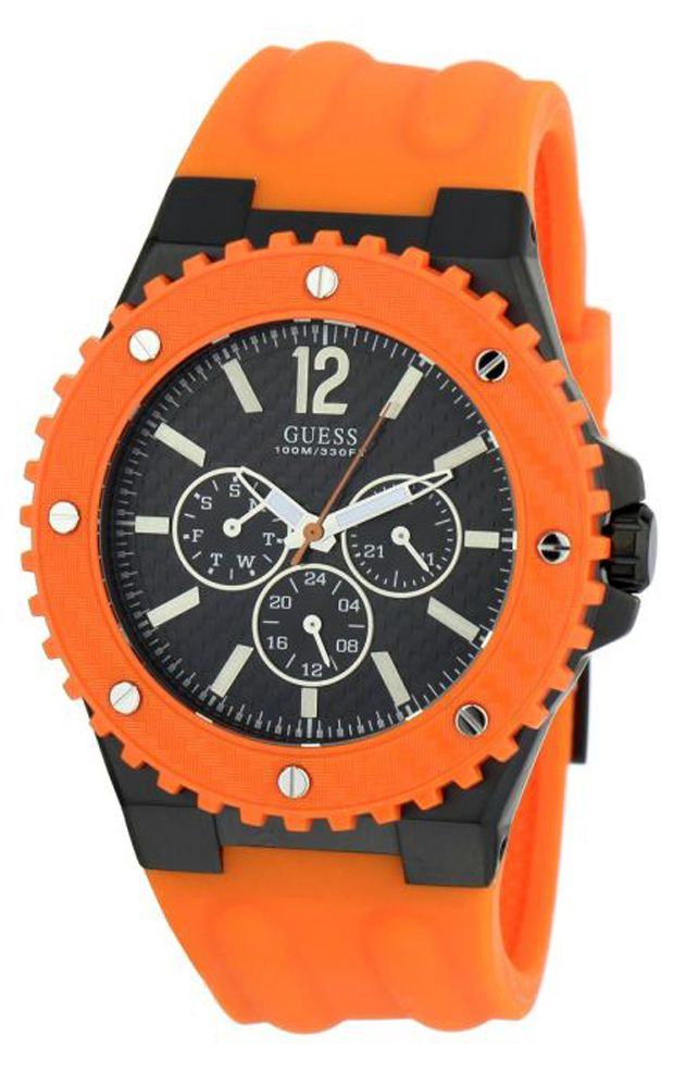 Guess Overdrive Mens Orange Watch W11619G4 Rubber - One Size