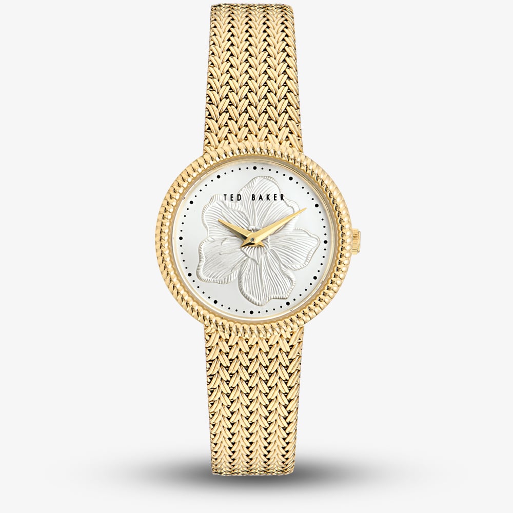 Ted Baker Yellow Gold Recycled Sst Case, Silver Dial, Yellow Gold Bracelet Watch BKPEMF3029I