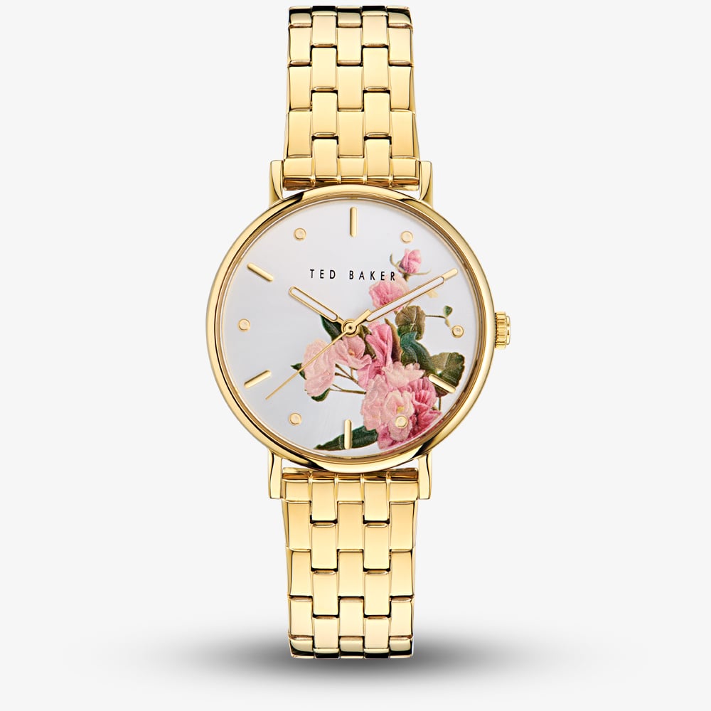 Ted Baker White Printed Dial & Gold Watch BKPPHF3099I