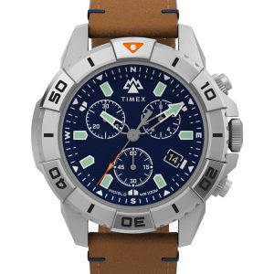 Timex Ridge Chrono Mens Brown Watch TW2W16300 Leather (archived) – One Size