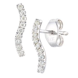 Diamant L’Eternel Womens 9ct White Gold Earrings With 0.1ct Diamond – One Size