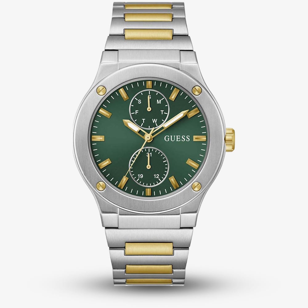 Guess Mens Jet Two Tone Green Dial Watch GW0795G1