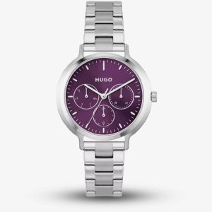 HUGO Ladies #Edgy Purple Dial Stainless Steel Watch 1540110