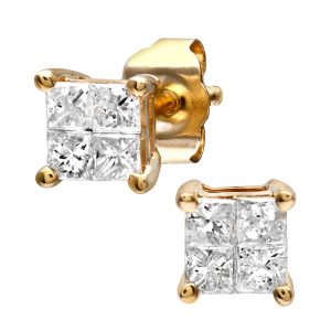 Diamant L’Eternel Womens Ladies 9ct Yellow Gold 0.33ct Diamond Stud Earrings – One Size