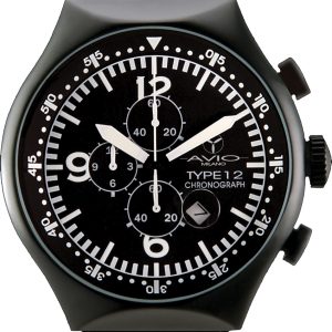 Avio Milano : Mens 50 MM Black Watch Rubber – One Size