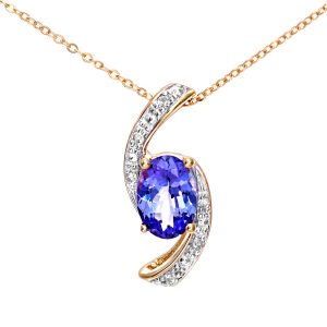 Diamant L’Eternel Womens 9ct Yellow Gold Tanzanite and Diamond Crossover Pendant – One Size