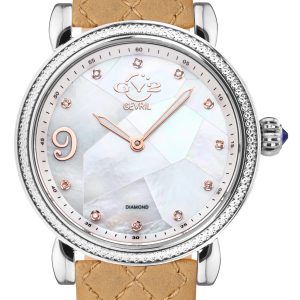 Gv2 WoMens Ravenna Stainless Steel Swiss Quartz Tan Calfskin Leather Watch – One Size