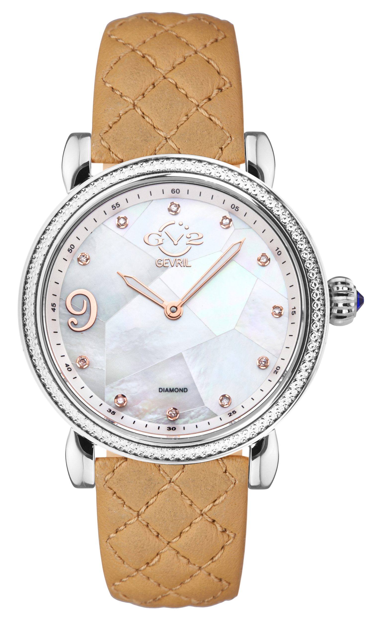 Gv2 WoMens Ravenna Stainless Steel Swiss Quartz Tan Calfskin Leather Watch - One Size