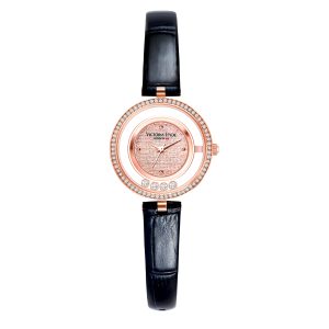Victoria Hyde London Womens Ladies Watches Small Dial Analog Quartz Woman with Clear Crystal Elegant Gold Watch for black Stainless Steel – One Size