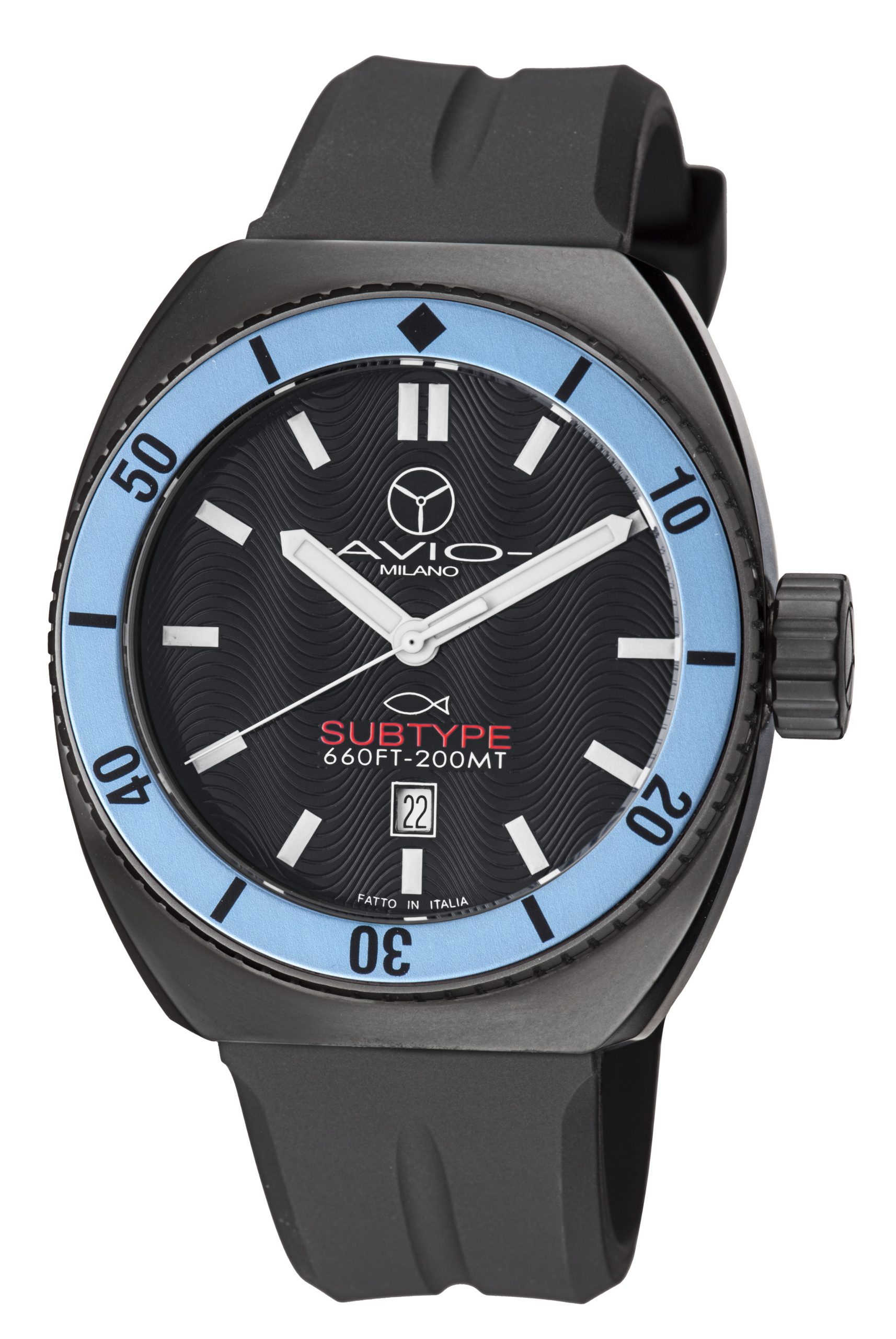 Avio Milano : mens subtype black watch Rubber - One Size
