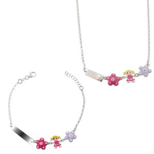 Orphelia Childrens Unisex ‘Dahlia’ Child’s 925 Sterling Silver Set: Bracelet + Necklace – SET-7147 – One Size