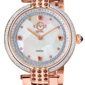 Gv2 WoMens Matera 12804B Swiss Quartz Dimaond White MOP Dial Watch – Rose Gold Stainless Steel – One Size
