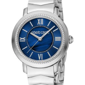 Roberto Cavalli Womens RC5L056M0045 Women Quartz Dark Blue & MOP Stainless Steel 5 ATM 30 mm – One Size
