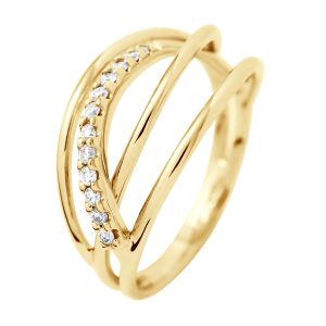 Diadema Womens – Ring – Prestige Jewelery – Diamonds – Yellow Gold – White – Size S